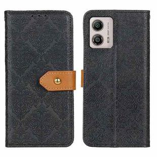 For Motorola Moto G53 5G European Floral Embossed Flip Leather Phone Case(Black)