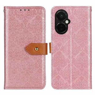 For OnePlus Nord CE 3 Lite European Floral Embossed Flip Leather Phone Case(Pink)