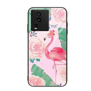 For vivo iQOO Neo7 Colorful Painted Glass Phone Case(Flamingo)