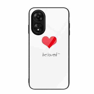 For OPPO A17 Colorful Painted Glass Phone Case(Red Heart)