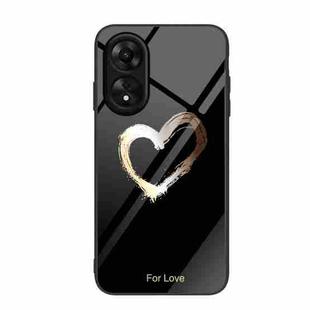 For OPPO A17 Colorful Painted Glass Phone Case(Black Love)