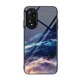 For OPPO A17 Colorful Painted Glass Phone Case(Starry Sky)