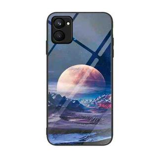 For Realme C33 Colorful Painted Glass Phone Case(Moon Hill)