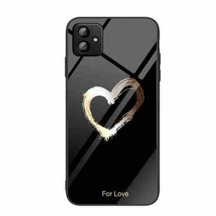 For Samsung Galaxy A04 Colorful Painted Glass Phone Case(Black Love)