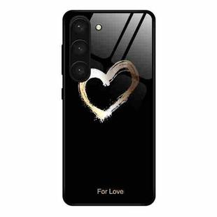 For Samsung Galaxy S23+ 5G Colorful Painted Glass Phone Case(Black Love)