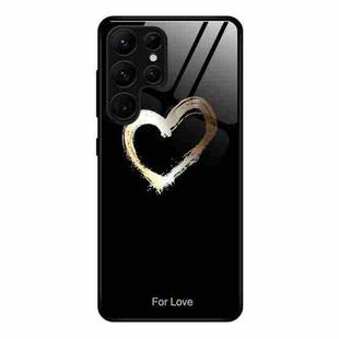 For Samsung Galaxy S23 Ultra 5G Colorful Painted Glass Phone Case(Black Love)