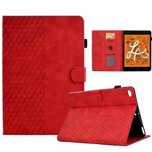 For iPad mini 5 / 4 / 3 / 2 / 1 Rhombus Embossed Leather Smart Tablet Case(Red)