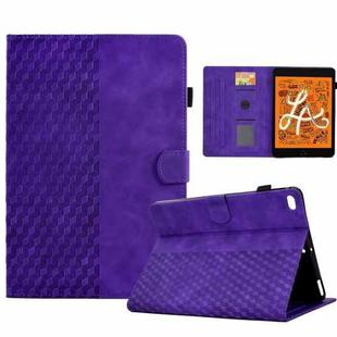 For iPad mini 5 / 4 / 3 / 2 / 1 Rhombus Embossed Leather Smart Tablet Case(Purple)