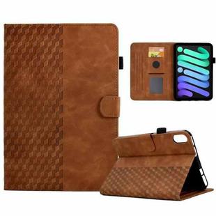 For iPad mini 6 Rhombus Embossed Leather Smart Tablet Case(Brown)