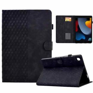 For iPad 10.2 2019 / 2020 / Air 10.5 2019 Rhombus Embossed Leather Smart Tablet Case(Black)