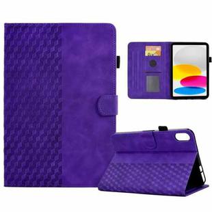 For iPad 10th Gen 10.9 2022 Rhombus Embossed Leather Smart Tablet Case(Purple)