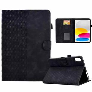 For iPad 10th Gen 10.9 2022 Rhombus Embossed Leather Smart Tablet Case(Black)