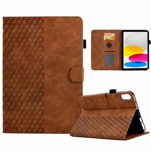 For iPad 10th Gen 10.9 2022 Rhombus Embossed Leather Smart Tablet Case(Brown)