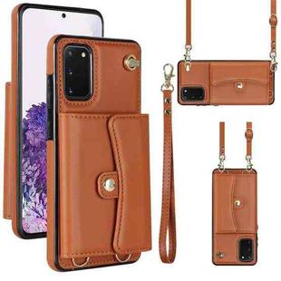 For Samsung Galaxy S20 RFID Card Slot Leather Phone Case with Long Lanyard(Brown)
