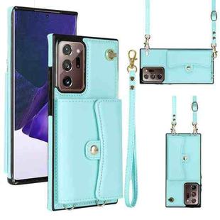 For Samsung Galaxy Note20 Ultra RFID Card Slot Leather Phone Case with Long Lanyard(Mint Green)