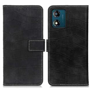 For Motorola Moto E13 4G 2023 Magnetic Crocodile Texture Leather Phone Case(Black)