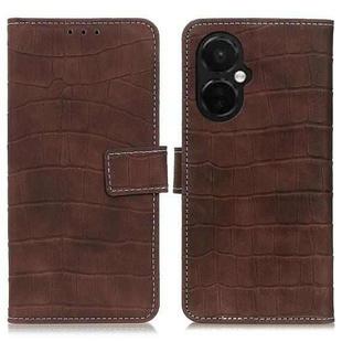 For OnePlus Nord CE 3 Lite Magnetic Crocodile Texture Leather Phone Case(Brown)