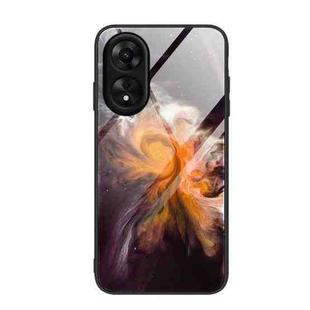 For OPPO A17 Marble Pattern Glass Phone Case(Typhoon)