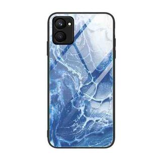 For Realme C33 Marble Pattern Glass Phone Case(Blue Ocean)
