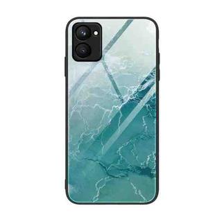 For Realme C33 Marble Pattern Glass Phone Case(Green Ocean)