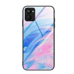 For Realme C33 Marble Pattern Glass Phone Case(Pink)