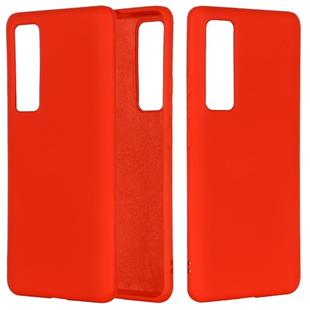 For Huawei Nova 7 Solid Color Liquid Silicone Dropproof Full Coverage Protective Case(Red)