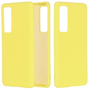 For Huawei Nova 7 Pro Solid Color Liquid Silicone Dropproof Full Coverage Protective Case(Yellow)