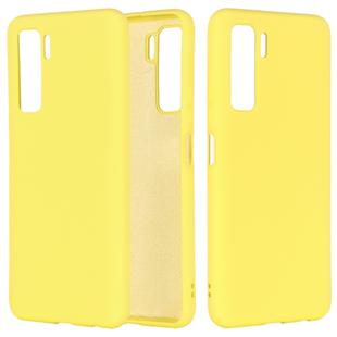 For Huawei Nova 7 SE Solid Color Liquid Silicone Dropproof Full Coverage Protective Case(Yellow)