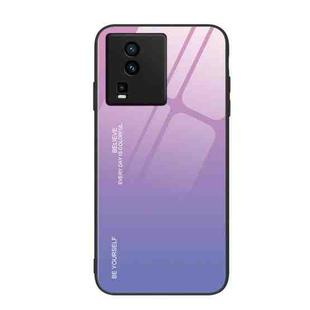 For vivo iQOO Neo7 Gradient Color Glass Phone Case(Pink Purple)