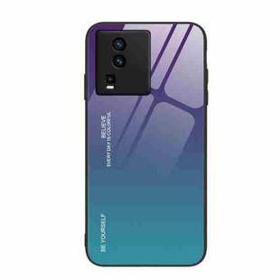 For vivo iQOO Neo7 Gradient Color Glass Phone Case(Aurora Blue)