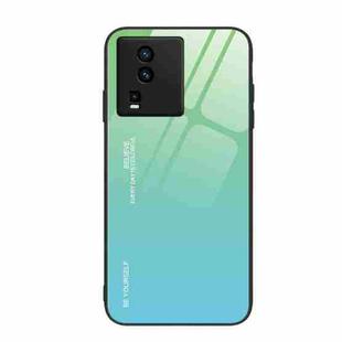 For vivo iQOO Neo7 Gradient Color Glass Phone Case(Green Cyan)