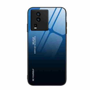 For vivo iQOO Neo7 Gradient Color Glass Phone Case(Blue Black)