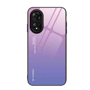 For OPPO A17 Gradient Color Glass Phone Case(Pink Purple)