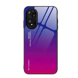 For OPPO A17 Gradient Color Glass Phone Case(Purple Red)