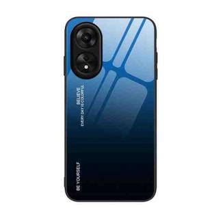 For OPPO A17 Gradient Color Glass Phone Case(Blue Black)
