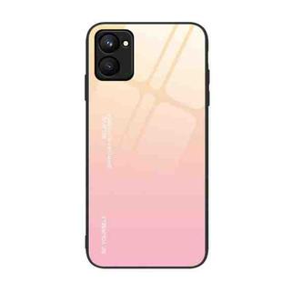 For Realme C33 Gradient Color Glass Phone Case(Yellow Pink)