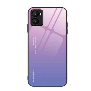 For Realme C33 Gradient Color Glass Phone Case(Pink Purple)
