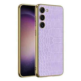 For Samsung Galaxy S23 5G GKK Crocodile Texture Electroplating PU Protective Phone Case(Purple)