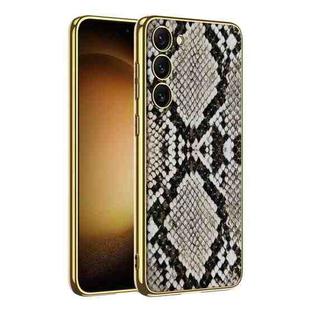 For Samsung Galaxy S23 5G GKK Crocodile Texture Electroplating PU Protective Phone Case(Python)