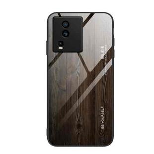 For vivo iQOO Neo7 Wood Grain Glass Phone Case(Black)