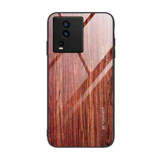 For vivo iQOO Neo7 Wood Grain Glass Phone Case(Coffee)