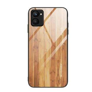For Realme C33 Wood Grain Glass Phone Case(Yellow)