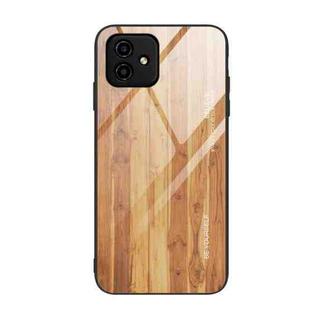 For Honor Play6C Wood Grain Glass Phone Case(Yellow)