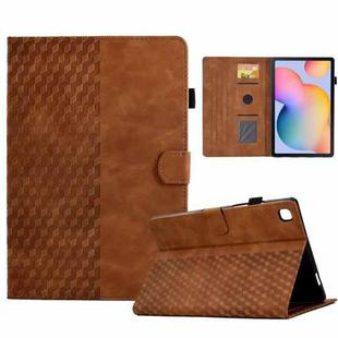 For Samsung Galaxy Tab S6 Lite P610 / P615 Rhombus Embossed Leather Smart Tablet Case(Brown)