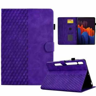 For Samsung Galaxy Tab S7 T870 / S8 X700 Rhombus Embossed Leather Smart Tablet Case(Purple)