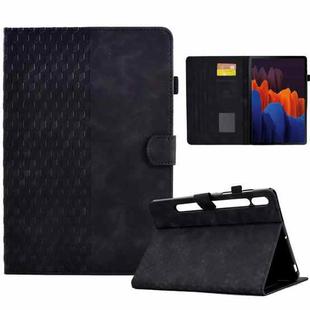 For Samsung Galaxy Tab S7 T870 / S8 X700 Rhombus Embossed Leather Smart Tablet Case(Black)