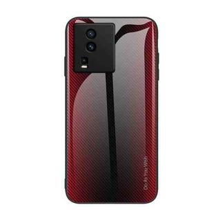 For vivo iQOO Neo7 Texture Gradient Glass TPU Phone Case(Red)