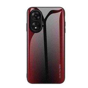 For OPPO A17 Texture Gradient Glass TPU Phone Case(Red)