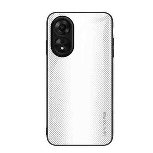 For OPPO A17 Texture Gradient Glass TPU Phone Case(White)