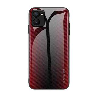 For Realme C33 Texture Gradient Glass TPU Phone Case(Red)